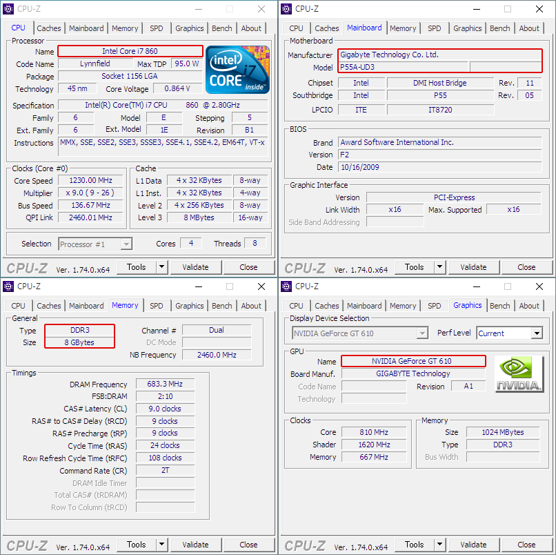 CPU-Zで各パーツの詳細をチェック