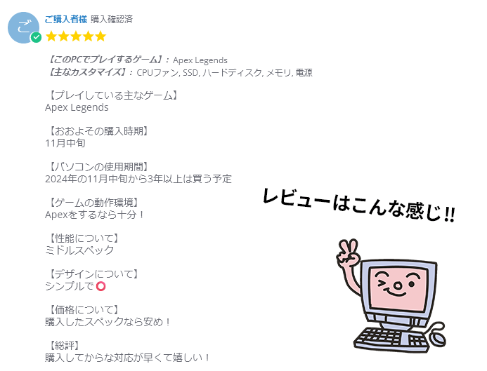 レビューのテンプレート