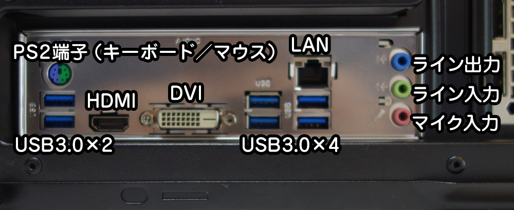 ASRock Z170 Pro4S のバックパネルインターフェース