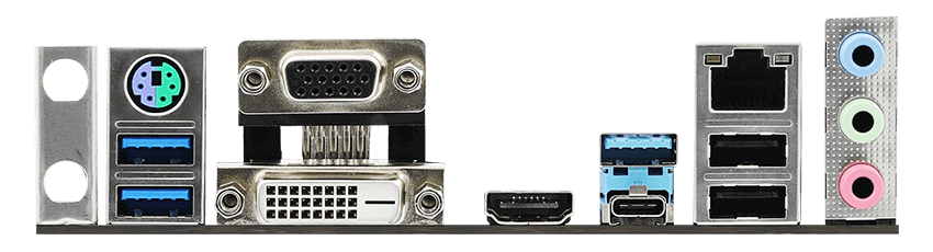 ASRock Z390 Phantom Gaming 4 バックパネルインターフェース