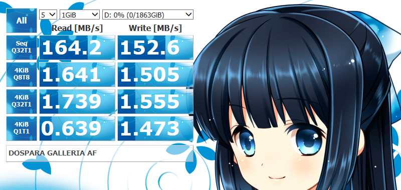SEAGATE ST2000DM005-2CW102 2000.3 GB の読み書き速度をCrystalDiskMarkで