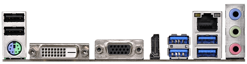 ASRock AB350M-HDV バックパネルインターフェース