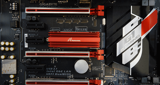 M.2 SSD ヒートシンク付で取り付け完了
